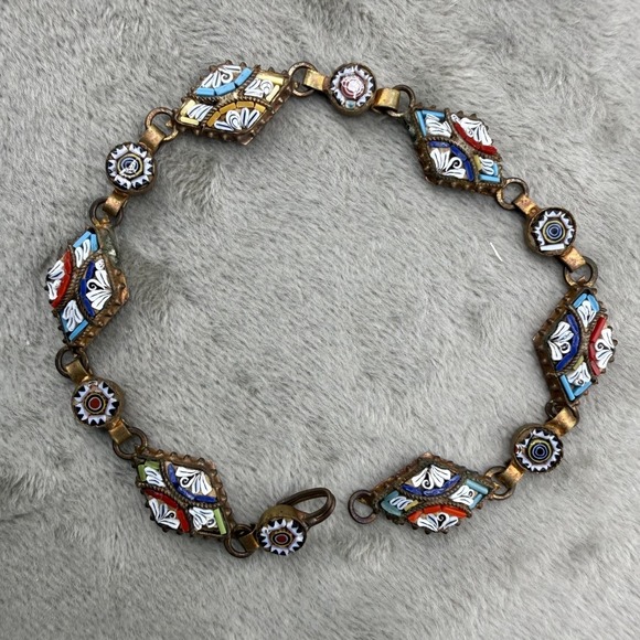 Estate Jewelry - Vintage Mini Mosaic Bracelet Gold Tone 7.5"‎